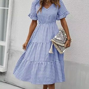 Blue Gingham Summer Dress Size M/L